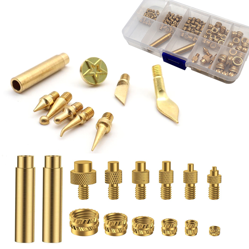 Electronics Repair Kit With Soldering Iron - 3D-Drucker-Teile Heiß-Einsetz-Schmelzmutter-Spitzen M2-M8 Messing-Implantations-Wärme-Einsetzwerkzeug-Set für 936