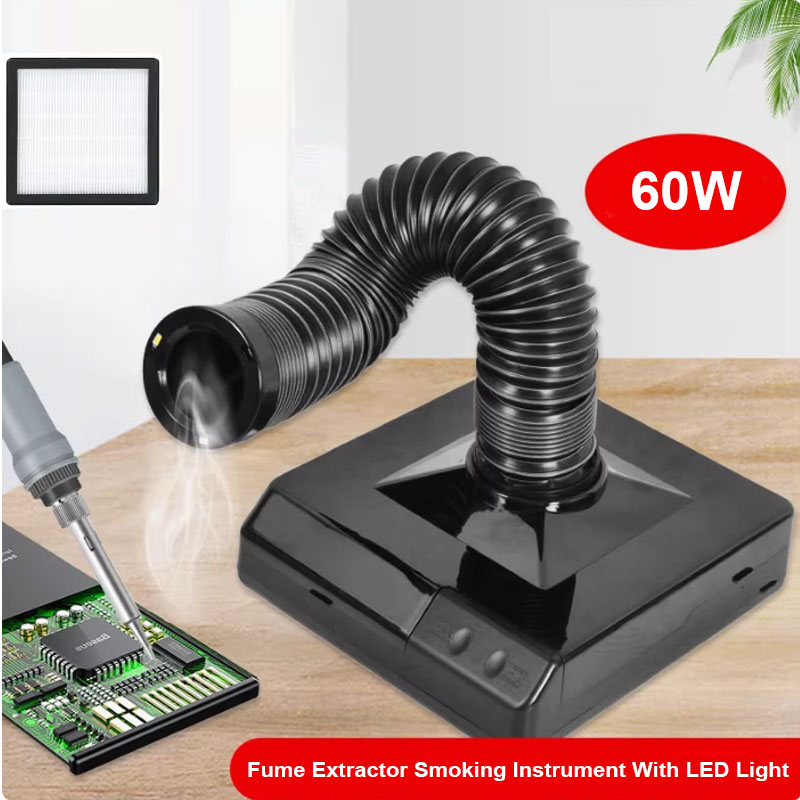 Electronics Repair Kit With Soldering Iron - 60 W Lötkolben-Dampfabsauger mit LED-Licht, ESD-Kohlefilter,